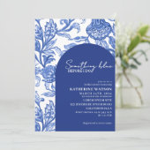 Something blue blue chinoiserie bridal shower kaart (Staand voorkant)