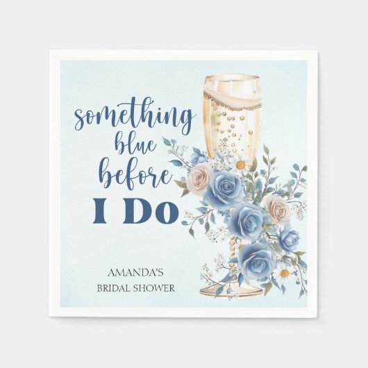 Something Blue Blush Roses Floral Bridal Shower Servet (Voorkant)