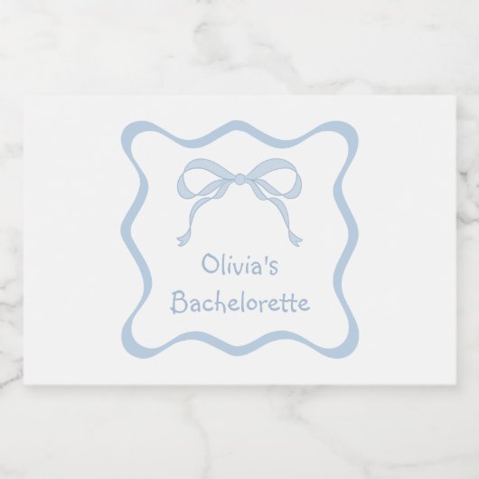 Something Blue Bow Bachelorette Party Champagne Sparkling Wijnetiket (Enkel label)