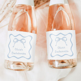 Something Blue Bow Bachelorette Party Champagne Sparkling Wijnetiket