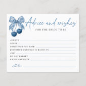 Something Blue Bow Bridal Shower Advice Card (Voorkant)