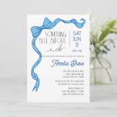 Something Blue Bow Bridal Shower Invitation Kaart (Staand voorkant)