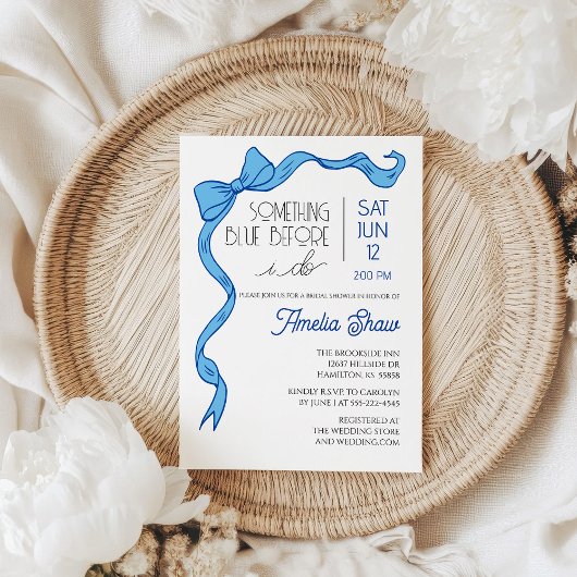 Something Blue Bow Bridal Shower Invitation Kaart