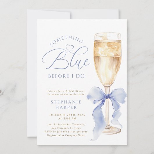 Something Blue Bow Bridal Shower Kaart (Voorkant)