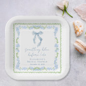 Something Blue Bow Bridal Shower Papieren Bordje