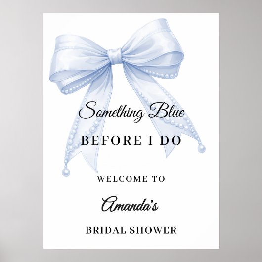 Something blue bow Bridal Shower welcome Poster (Voorkant)