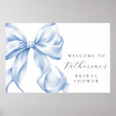 Something Blue Bow Bridal Shower Welcome Poster (Voorkant)