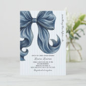 Something Blue Bow Bruidsuitnodiging Kaart (Staand voorkant)