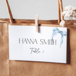 Something Blue Bow Bruiloft Tying the Knot Plaatskaartje