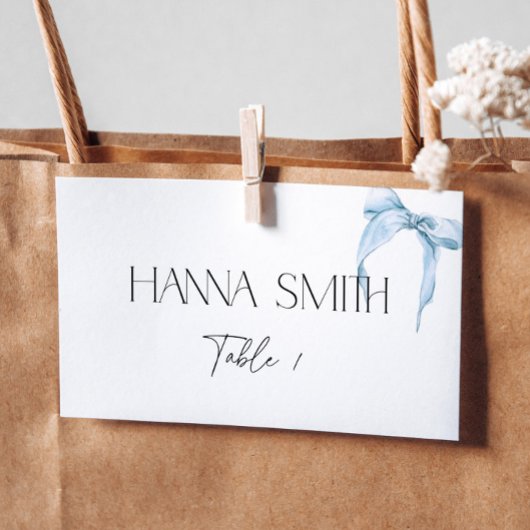 Something Blue Bow Bruiloft Tying the Knot Plaatskaartje