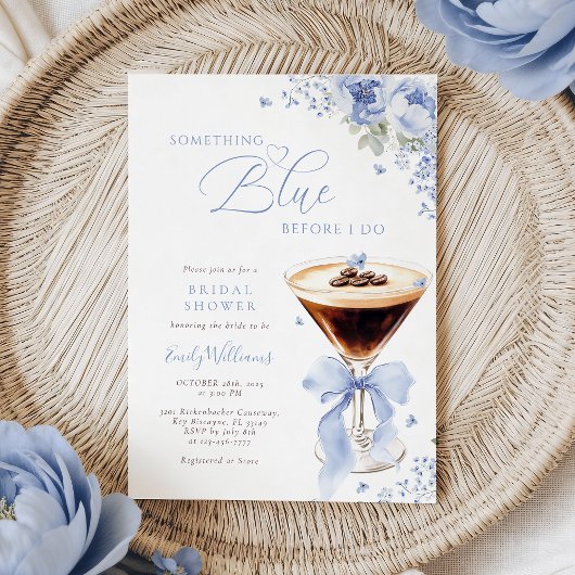Something Blue Bow Coffee Bruidsuitnodiging Kaart