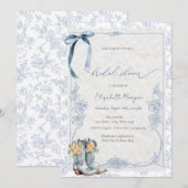 Something Blue Bow Cowboy Boots Floral Kaart (Voorkant / Achterkant)