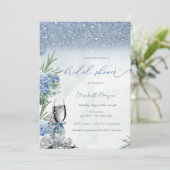 Something Blue Bow Glitter Champagne Hydrangea Kaart (Staand voorkant)