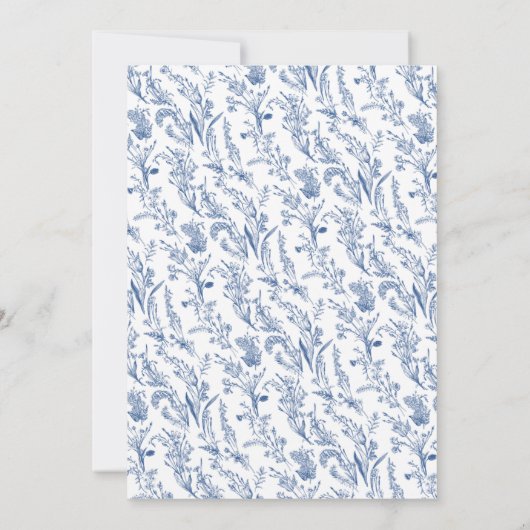 Something Blue Bow Glitter Champagne Wildflower Kaart (Achterkant)