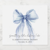 Something Blue Bow Watercolor Bruidsuitnodiging Sparkling Wijnetiket (Enkel label)