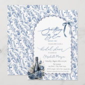 Something Blue Bow Wijnfles Rozen Bloemen Kaart (Voorkant / Achterkant)