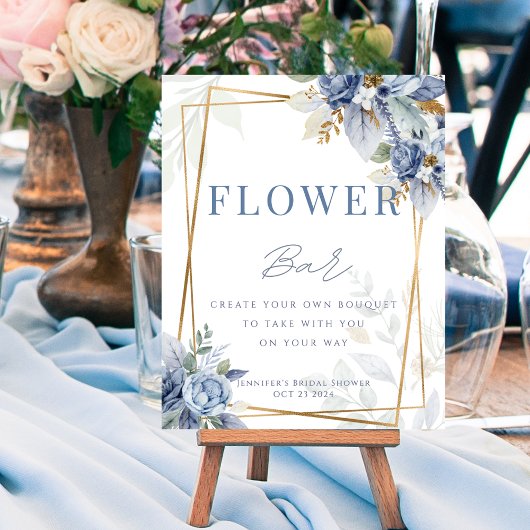 Something Blue Bridal Flower Bar Sign Poster