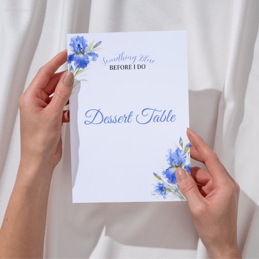 Something Blue Bridal Shower Dessert Table Sign Kaart