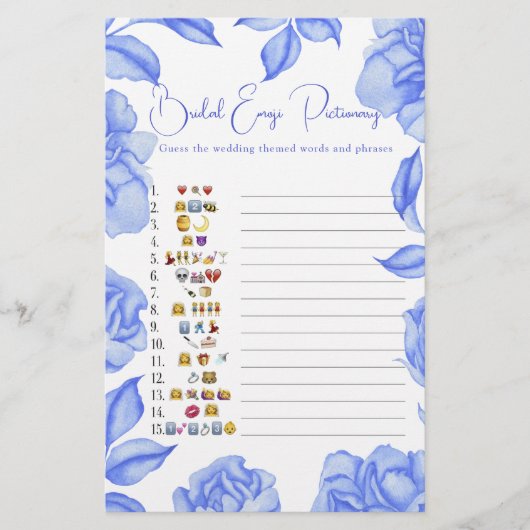 Something blue Bridal shower emoji pictionary (Voorkant)