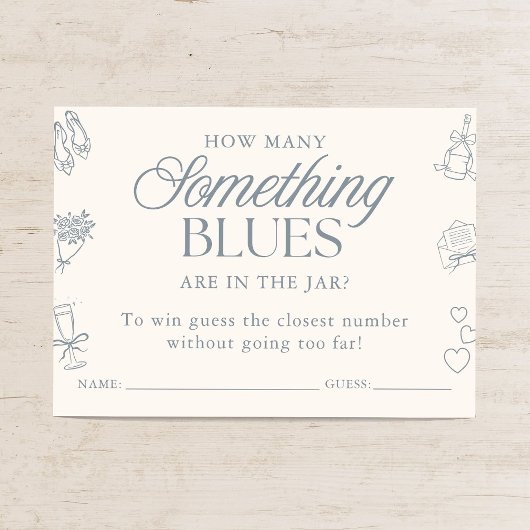 Something Blue Bridal Shower Guessing Game Informatiekaartje