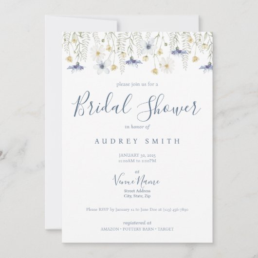 Something Blue Bridal Shower Invitation Kaart (Voorkant)