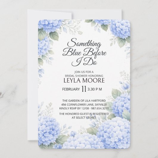 Something Blue Bridal Shower Invitation Kaart (Voorkant)