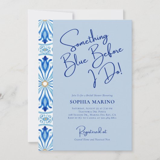 Something Blue Bridal Shower | Mediterranean Tile  Kaart (Voorkant)