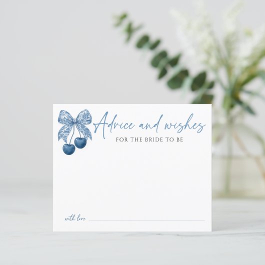 Something Blue Bridal Shower Theme Advice Card (Staand voorkant)