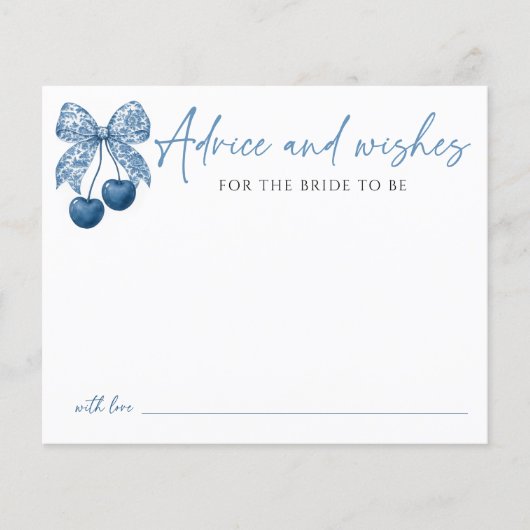 Something Blue Bridal Shower Theme Advice Card (Voorkant)