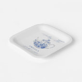 Something Blue Bruids Shower Toile Theepot Papieren Bordje (Gebogen)