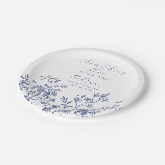 Something Blue Bruidsbruiloft Feestbord voor Voor  Papieren Bordje (Gekanteld)
