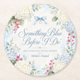 Something Blue Bruidsdouche | Blauwe Hortensia Ronde Kartonnen Onderzetter