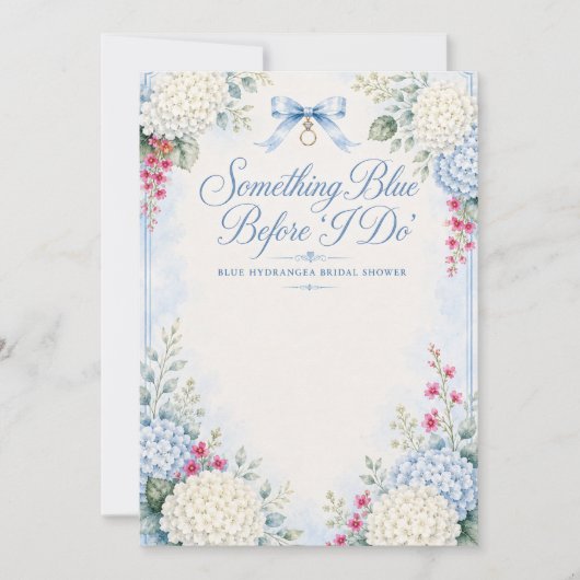 Something Blue Bruidsfeest | Blauwe Hortensia Kaart (Voorkant)