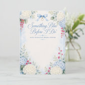 Something Blue Bruidsfeest | Blauwe Hortensia Kaart (Staand voorkant)
