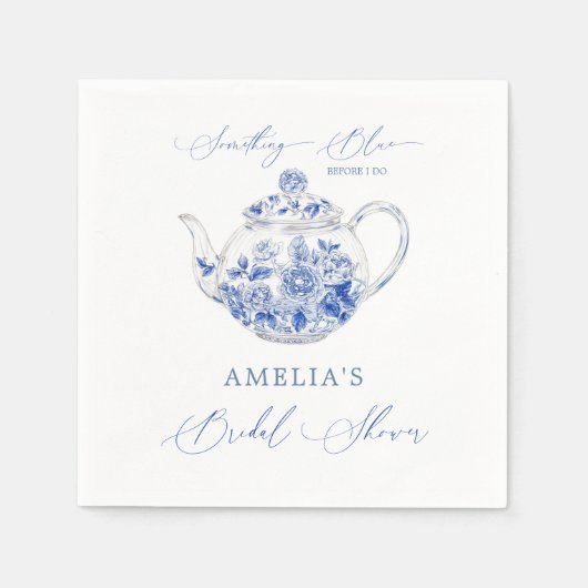 Something Blue Bruidsfeest Thee servies met toile- Servet (Voorkant)