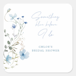 Something Blue Bruidsmeisje Wildflower Bruiloft Fe Vierkante Sticker