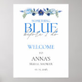 Something Blue Bruiloft Bridal Shower Bloemstuk We Poster (Voorkant)