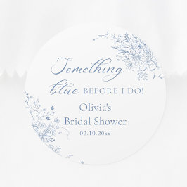 Something Blue Bruiloft Feest Favor Ronde Sticker