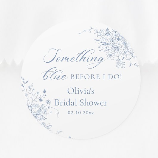 Something Blue Bruiloft Feest Favor Ronde Sticker