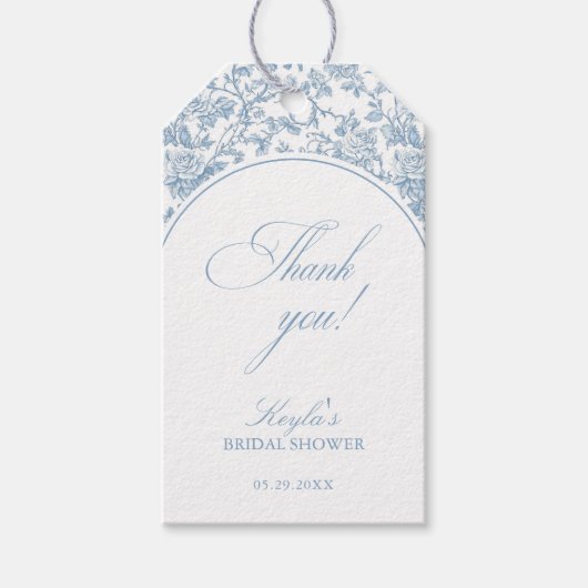 Something Blue Bruiloft Feest toile Bedankt Cadeaulabel (Voorkant)