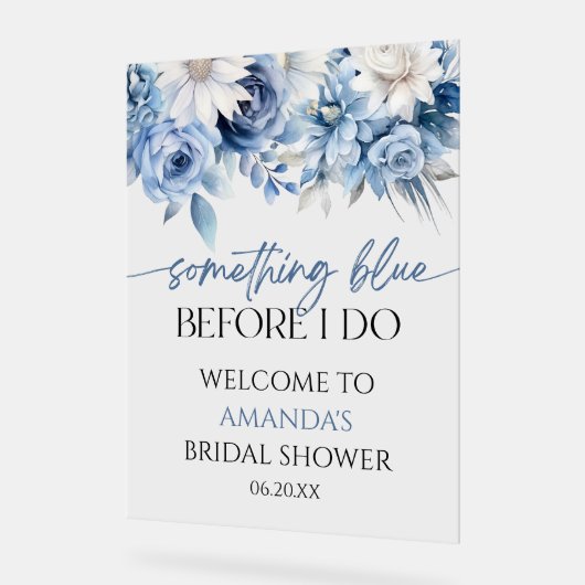 Something Blue Bruiloft Feest Welkom Acryl Bord (Hoek)