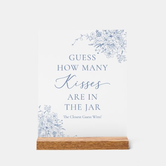 Something Blue Bruiloft Feestje Raad Hoeveel Kusje Acryl Bord (Voorkant)