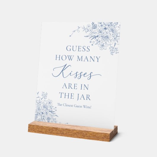 Something Blue Bruiloft Feestje Raad Hoeveel Kusje Acryl Bord (Hoek)