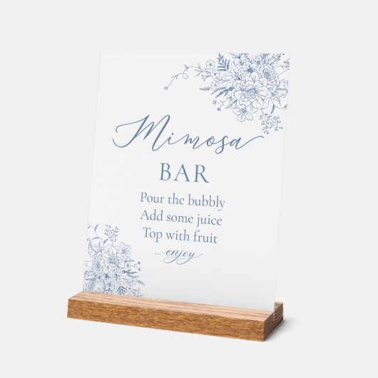 Something Blue Bruiloft Mimosa Bar Acryl Bord (Hoek)