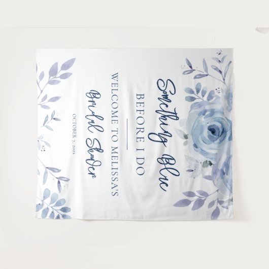Something Blue Bruiloft Script Bridal Shower Wandkleed (Voorkant (horizontaal))