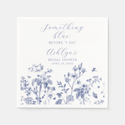 Something Blue Bruiloft Tuitfeest Papieren Cocktai Servet (Voorkant)