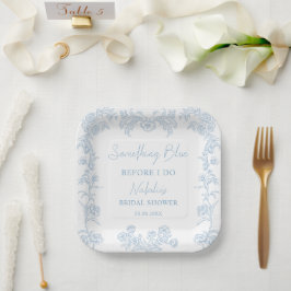 Something Blue Bruiloftsborrel Vintage Bloemengren Papieren Bordje