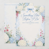 Something Blue Bruiloftsfeest | Blauwe Hortensia Kaart (Voorkant / Achterkant)