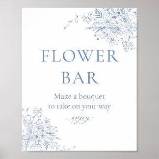 Something Blue Bruiloftsshower bloemenbar Poster