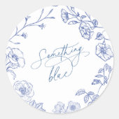 Something Blue Bruiloftsuitnodiging Ronde Sticker (Voorkant)